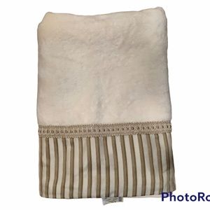 Sherry Kline taupe stripe embellished decorative bath towel 100% cotton 50x27